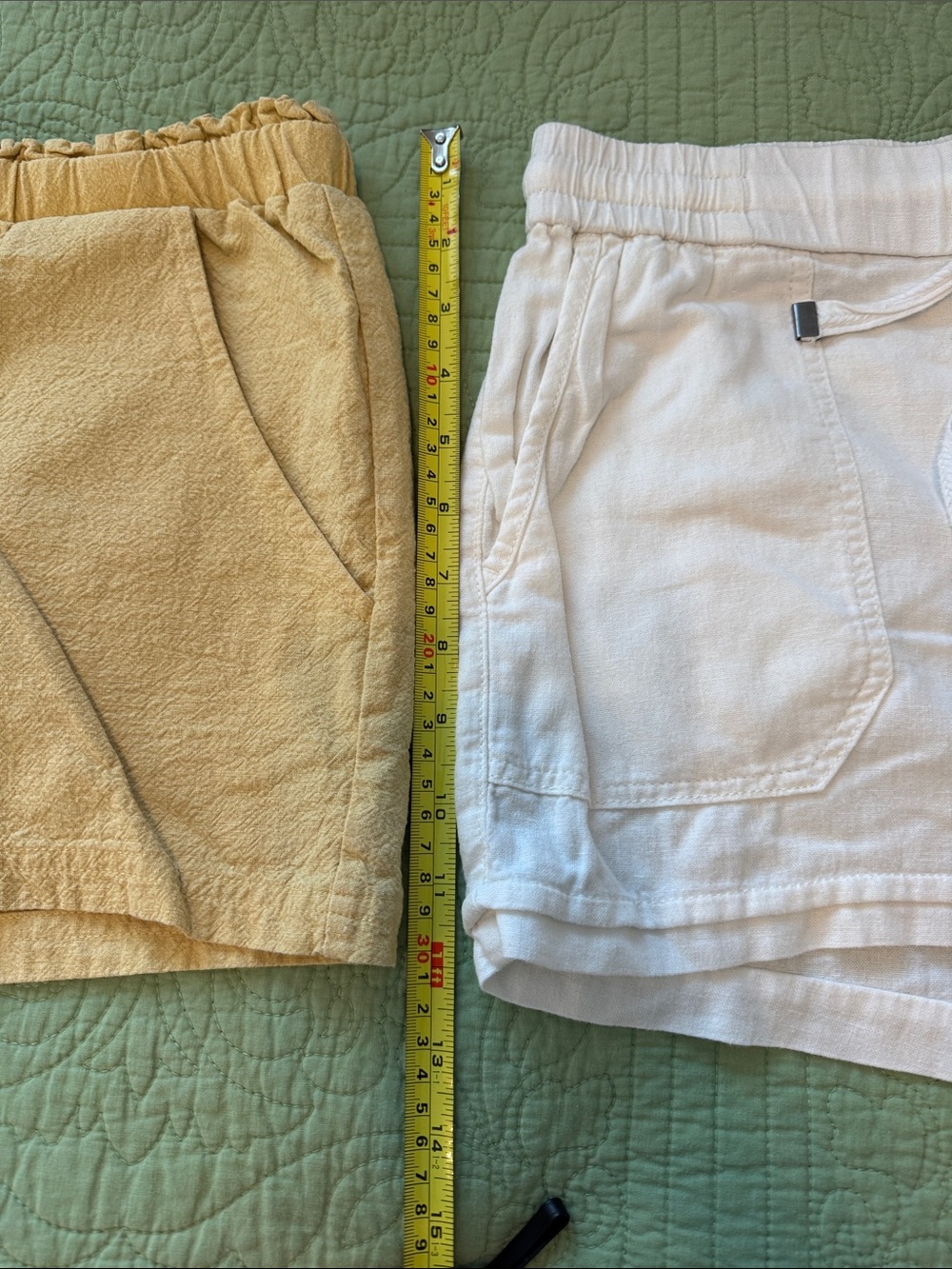 Set of Linen-Blend Shorts in White and Mustard - Picture 7 of 8